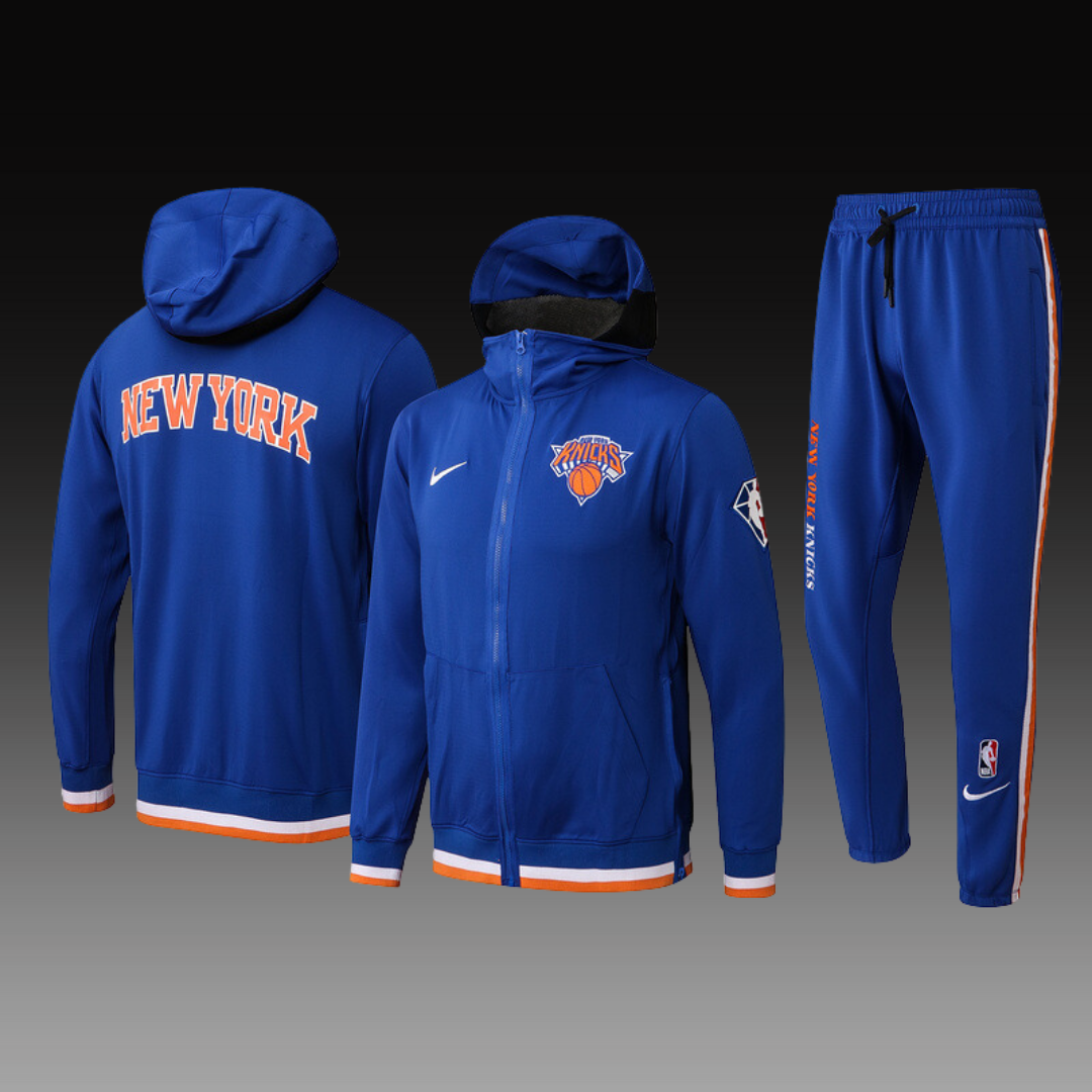 Nike New York Knicks 75th Anniversary Performance Showtime Jacket Pants Set Blue