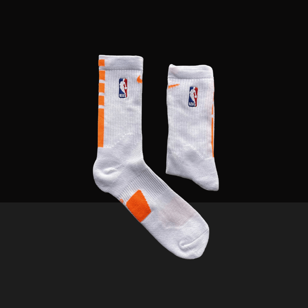 Nike NBA Elite Crew Socks- White/Orange