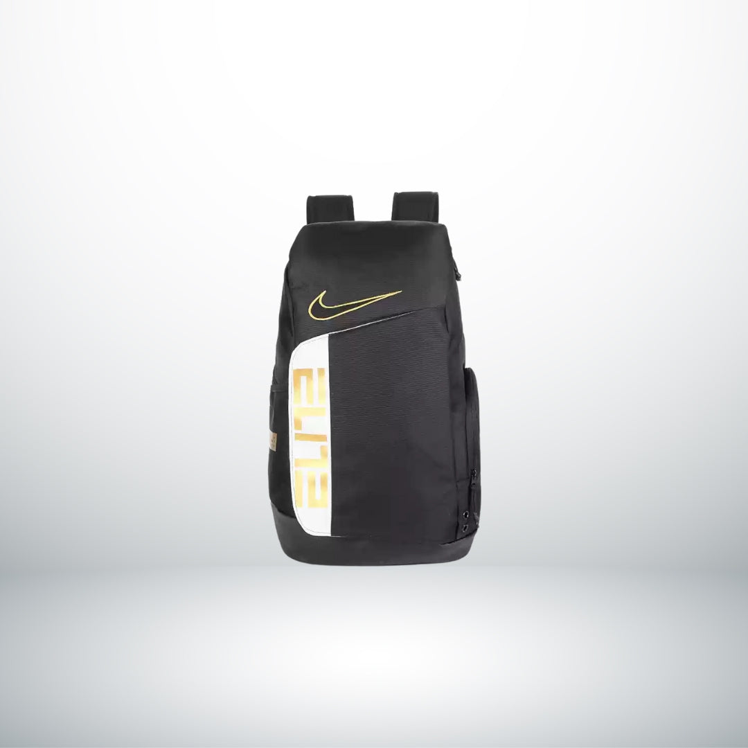 Elite Pro Basketball Backpack - Black / White / Gold Elite Pro Basketball Backpack - Black / White / Gold