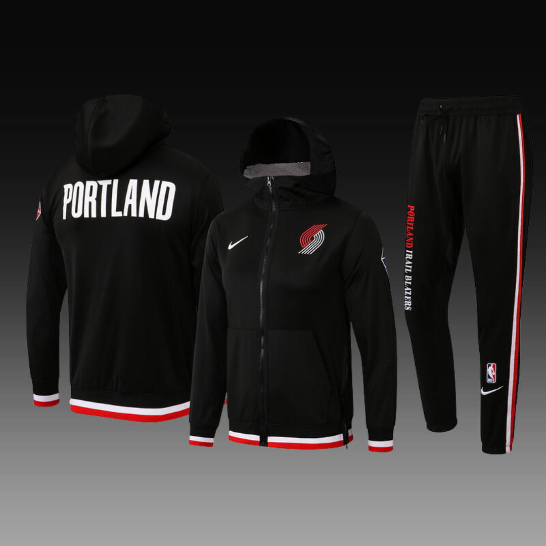 Nike Portland Trailblazers 75th Anniversary Performance Showtime Jacket & Pants Set - Black