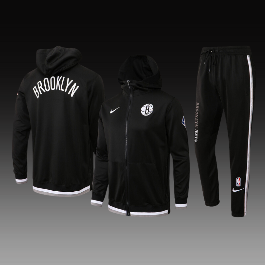 Nike Brooklyn Nets 75th Anniversary Performance Showtime Jacket & Pants Set - Black