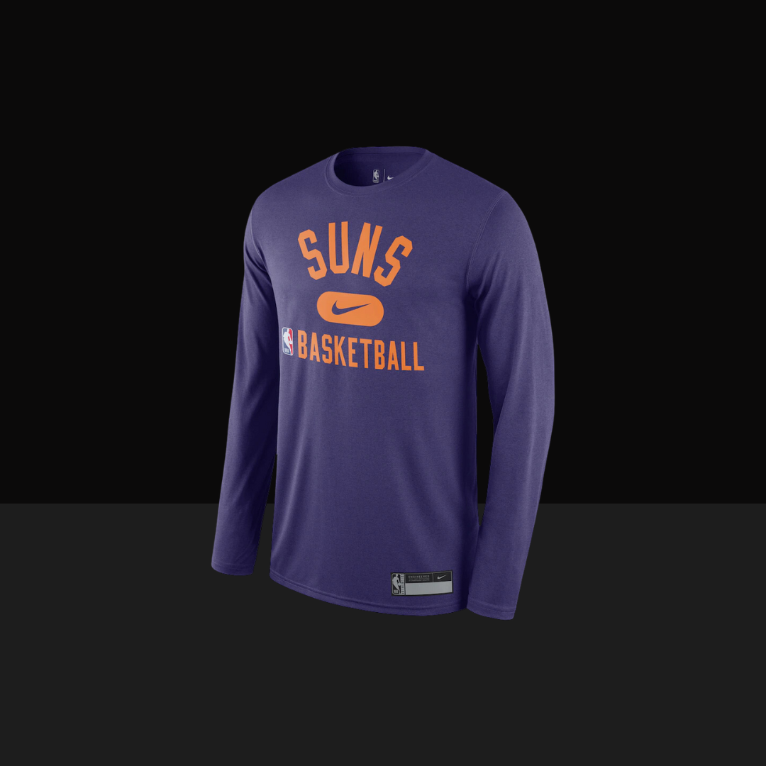 Phoenix Suns Nike 2021/22 Práctica en la cancha Rendimiento de la leyenda Camiseta de manga larga