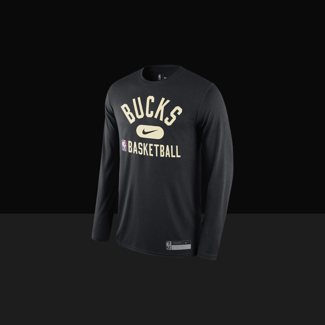 Milwaukee Bucks Nike 2021/22 T-shirt à manches longues Légende de pratique sur le terrain Performance