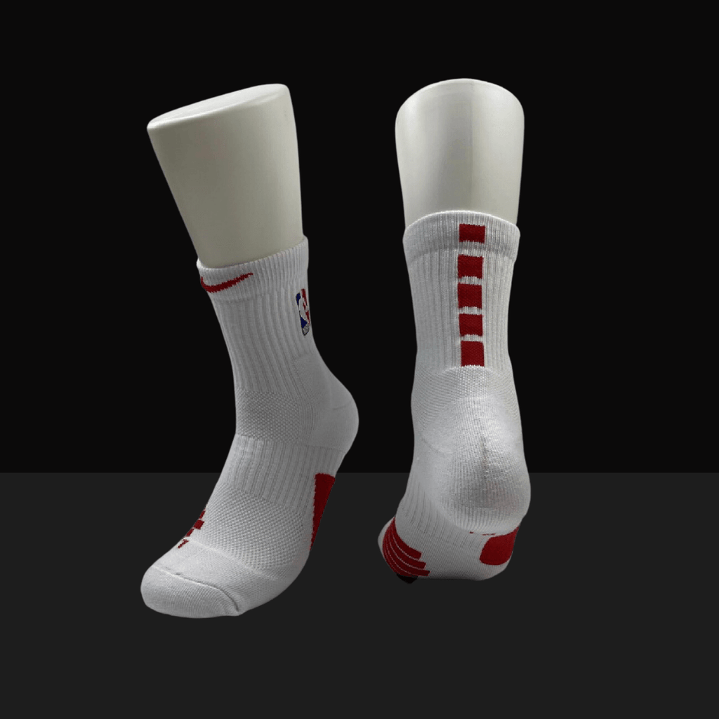 Nike NBA Elite Mid Length Socks White Red