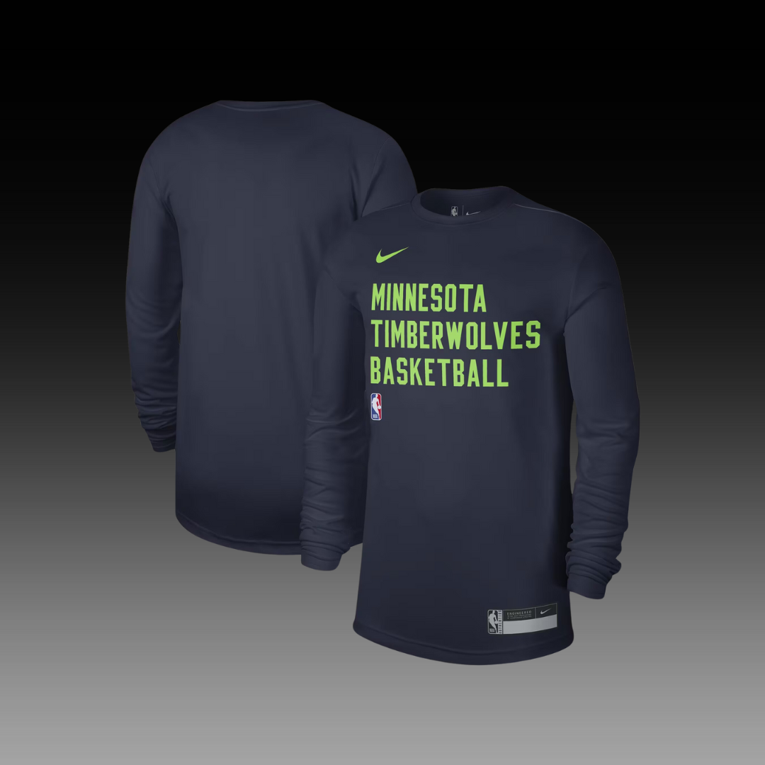 T-shirt à manches longues de pratique essentielle du Minnesota Timberwolves