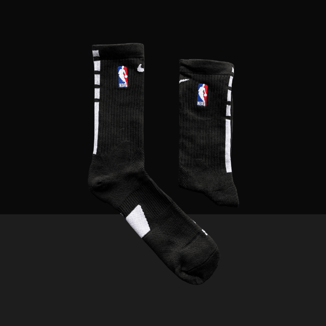 Nike NBA Elite Crew Socks - Black/White, Full View