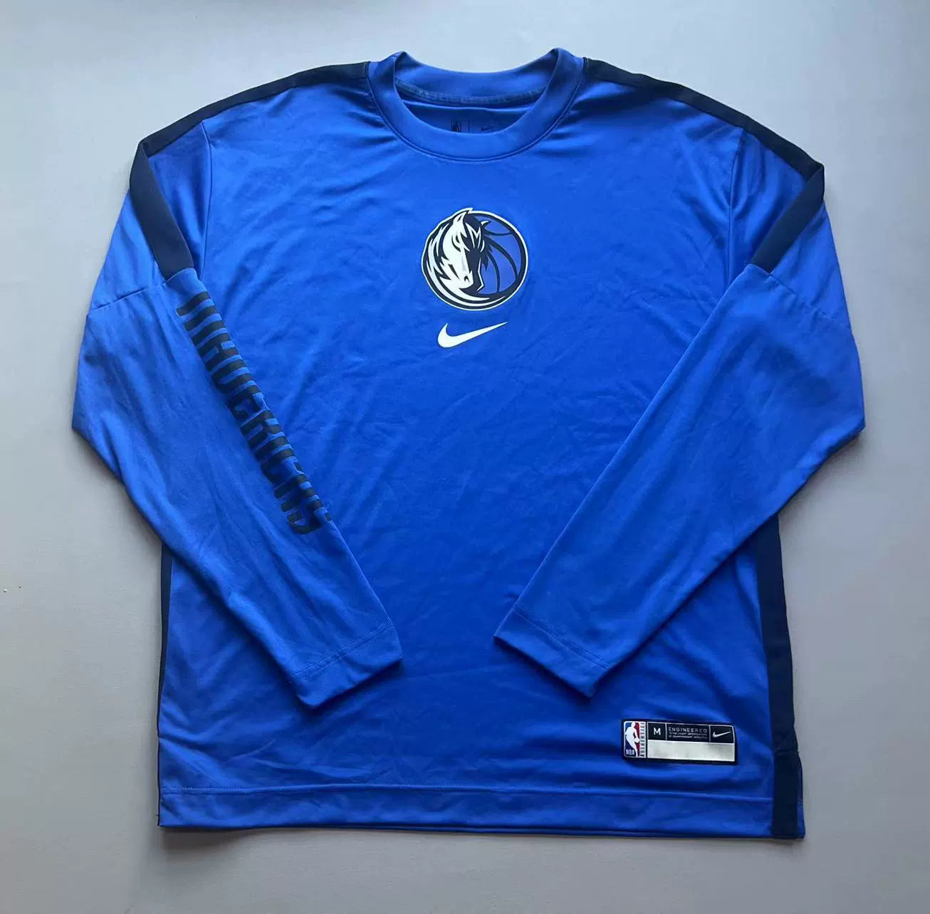 Dallas Mavericks GAME USED Nike NBA Authentics Dri-Fit Long Sleeve Shirt Men's - Blue