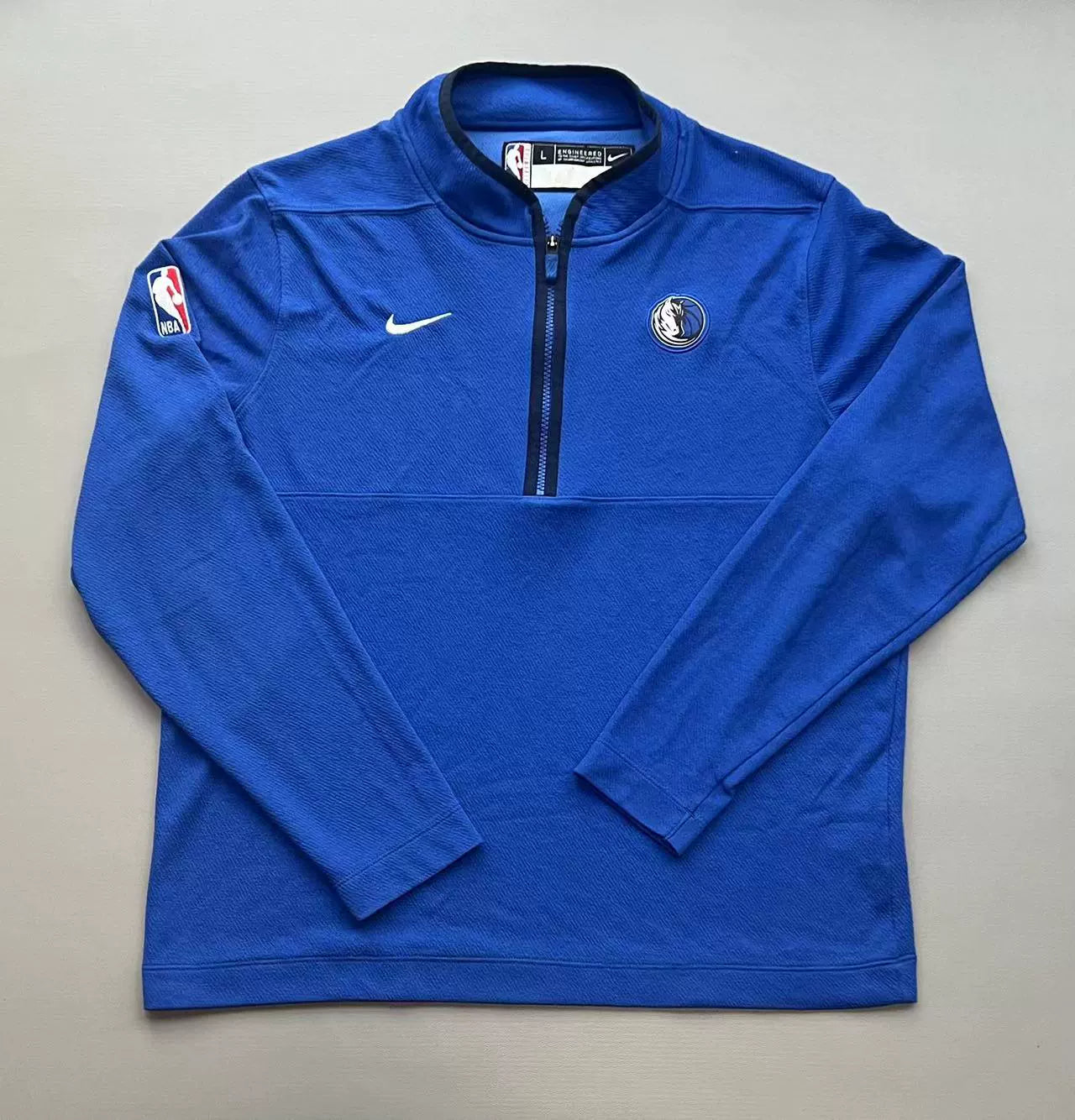 Men's Nike GAME USED Blue Dallas Mavericks Authentic Performance - Half-Zip Top