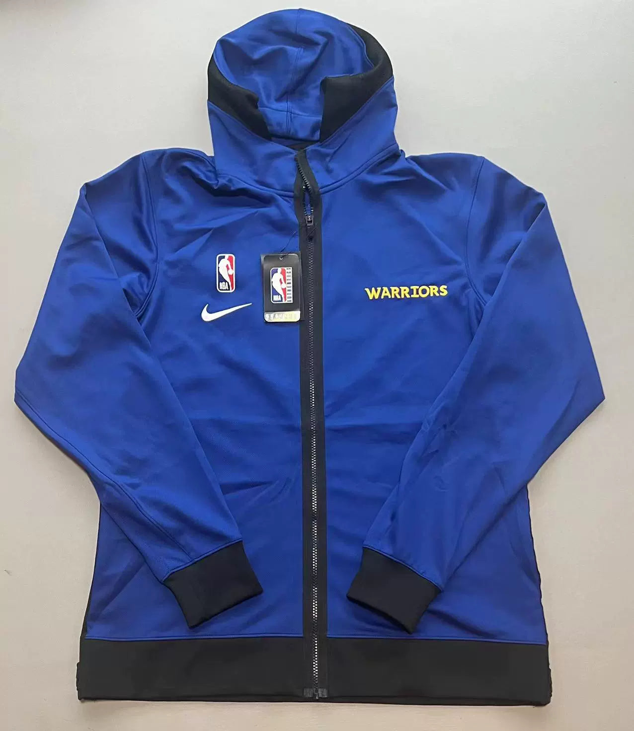 Nike Men's Golden State Warriors GAME ISSUED Showtime Performance Full-Zip Hoodie Jacket - Blue