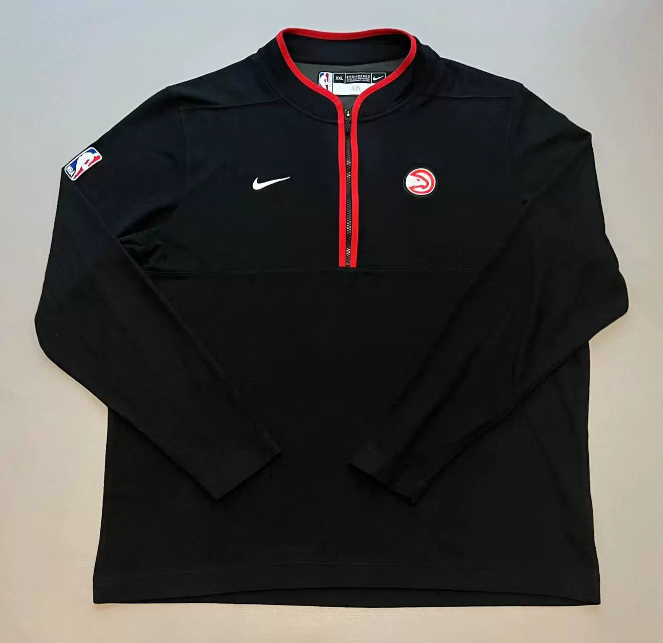 Men's Nike GAME USED Black Atlanta Hawks Authentic Performance - Half-Zip Top