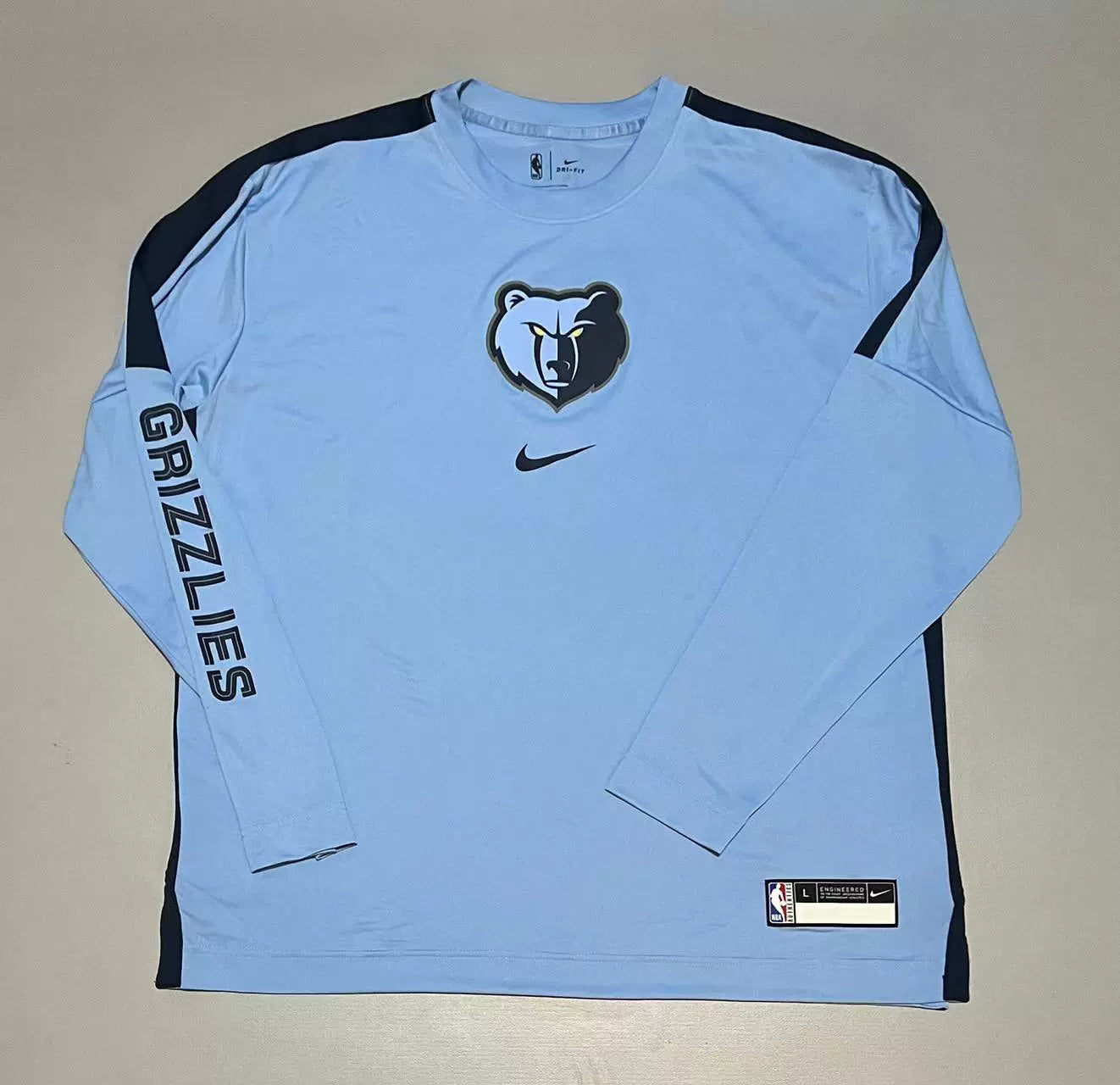 Memphis Grizzlies GAME USED Nike NBA Authentics Dri-Fit Long Sleeve Shirt Men's - Blue