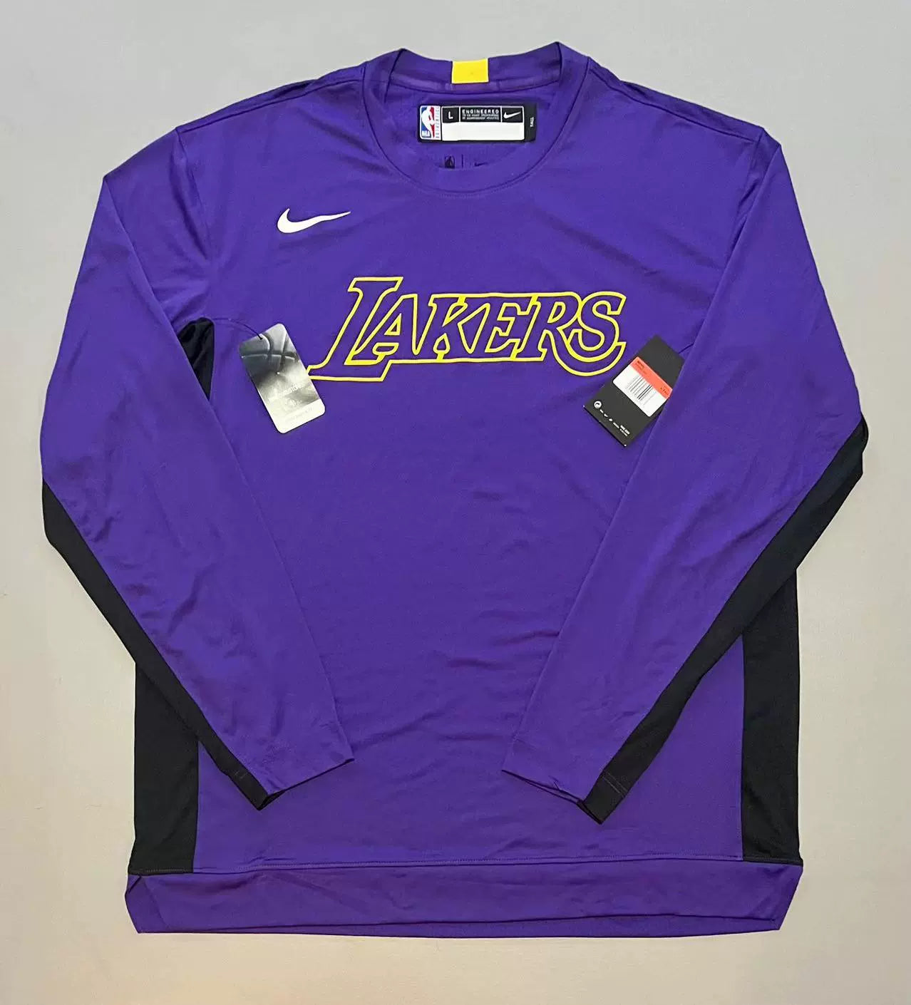 Los Angeles Lakers GAME ISSUED Nike NBA Authentics Dri-Fit Long Sleeve Shirt Men's - Purple