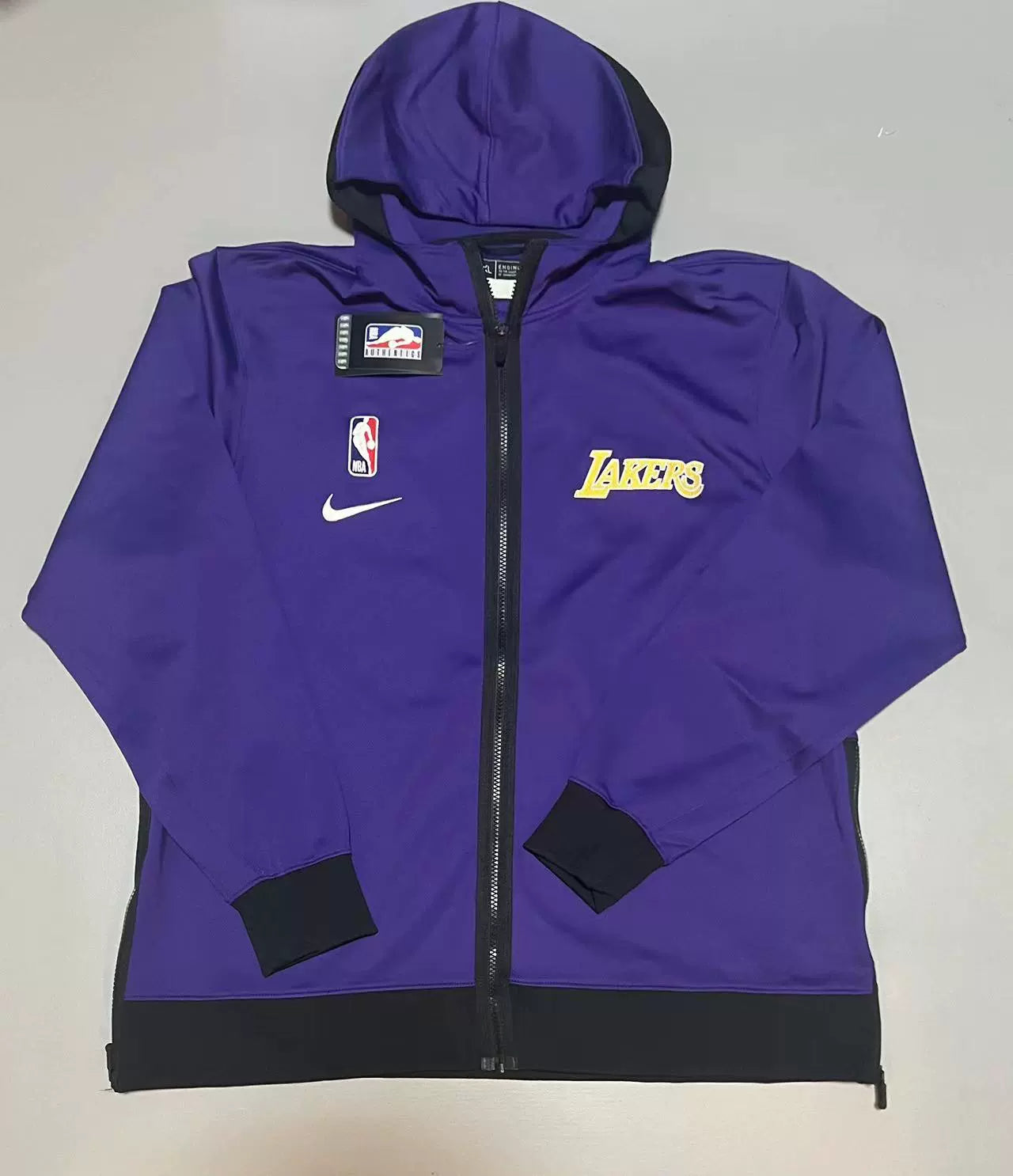 Nike Men's Los Angeles Lakers GAME ISSUED Showtime Performance Full-Zip Hoodie Jacket - Purple