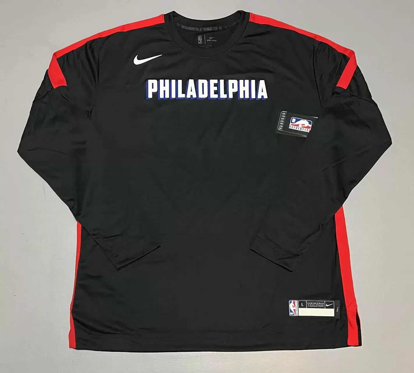 Philadelphia 76ers GAME ISSUED Nike NBA Authentics Dri-Fit Long Sleeve Shirt Men's - Black