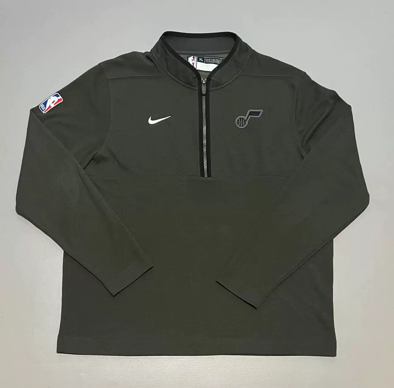 Men's Nike GAME USED Dark Gray Utah Jazz Authentic Performance - Half-Zip Top