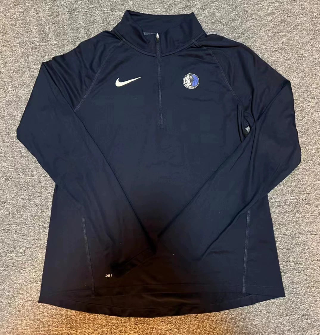 Men's Nike Navy Dallas Mavericks Tonal Element Performance Quarter-Zip Warm-Up Jacket