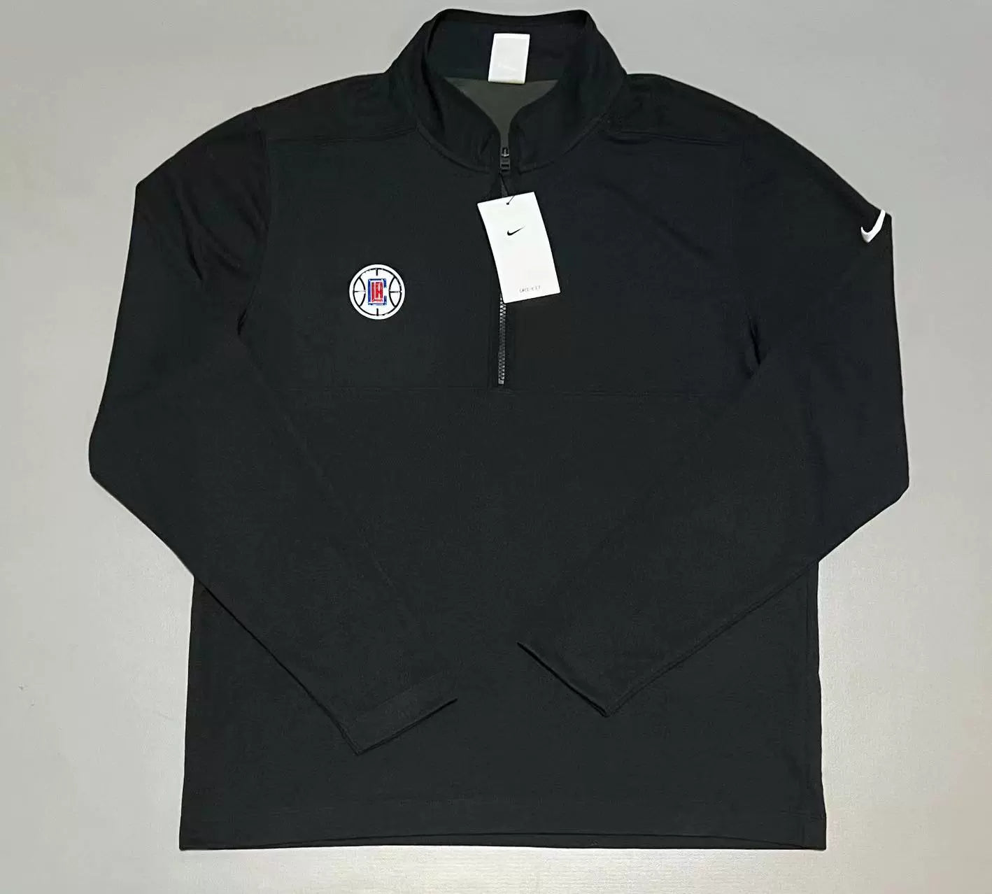 Men's Nike GAME ISSUED Black Los Angeles Clippers Authentic Performance - Half-Zip Top