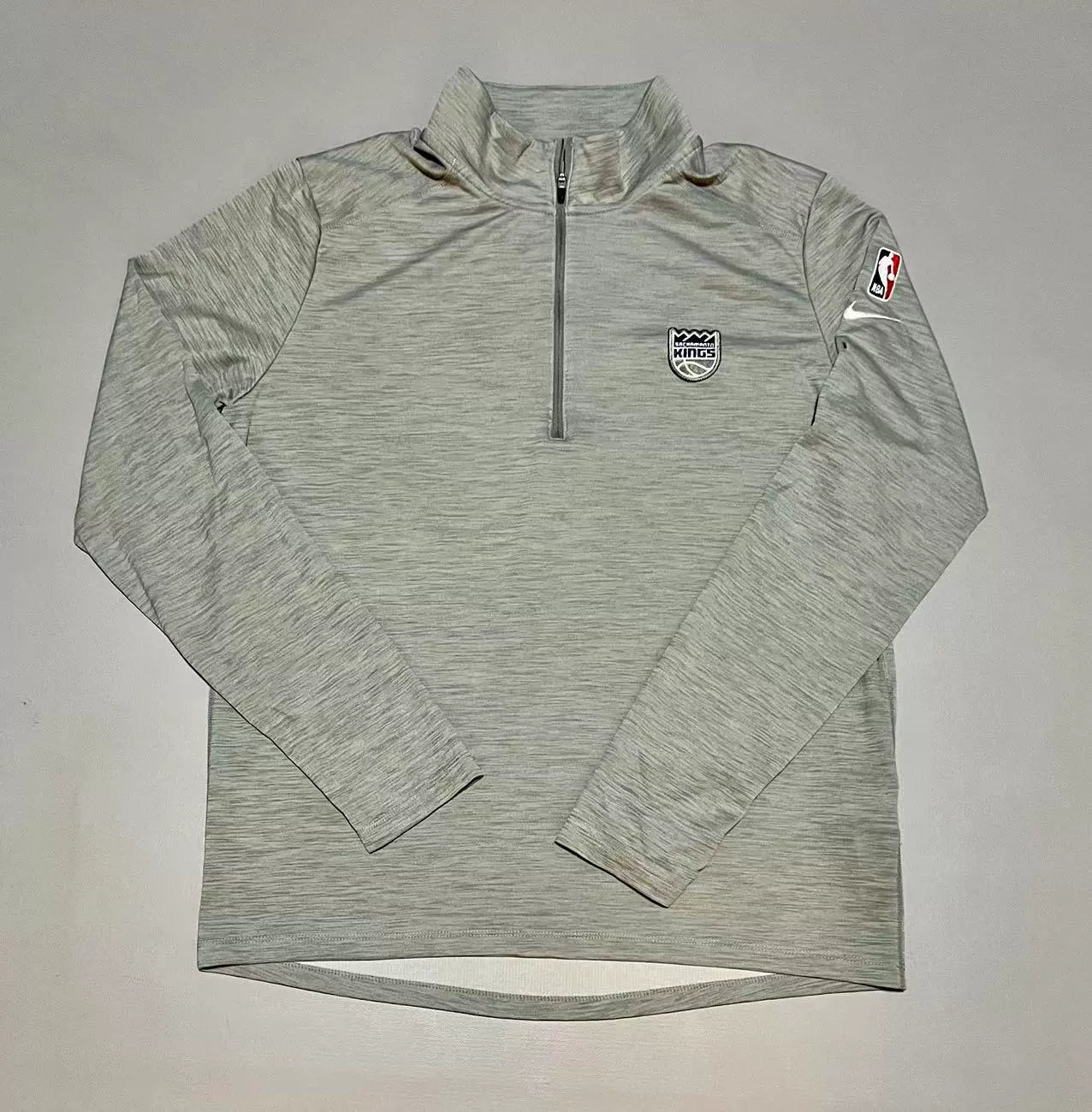 Men's Nike GAME USED Grey Sacramento Kings Tonal Element Performance Quarter-Zip Warm-Up Jacket