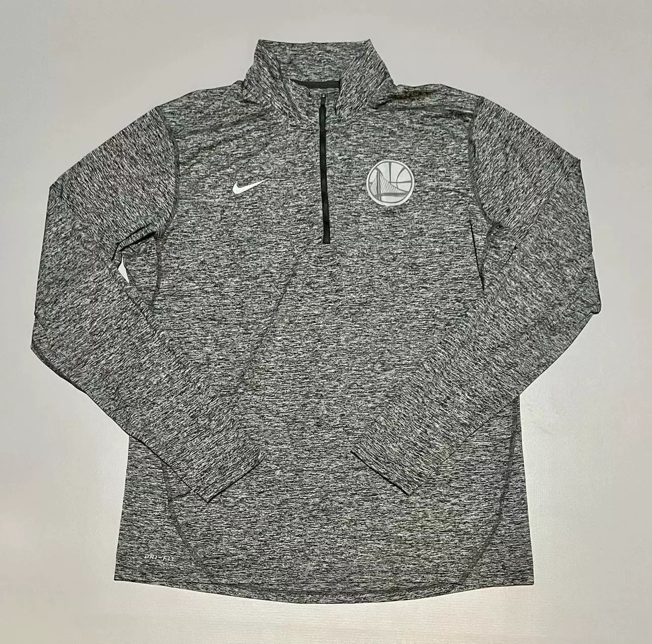 Men's Nike GAME USED Heathered Gray Golden State Warriors Tonal Element Performance Quarter-Zip Jacket