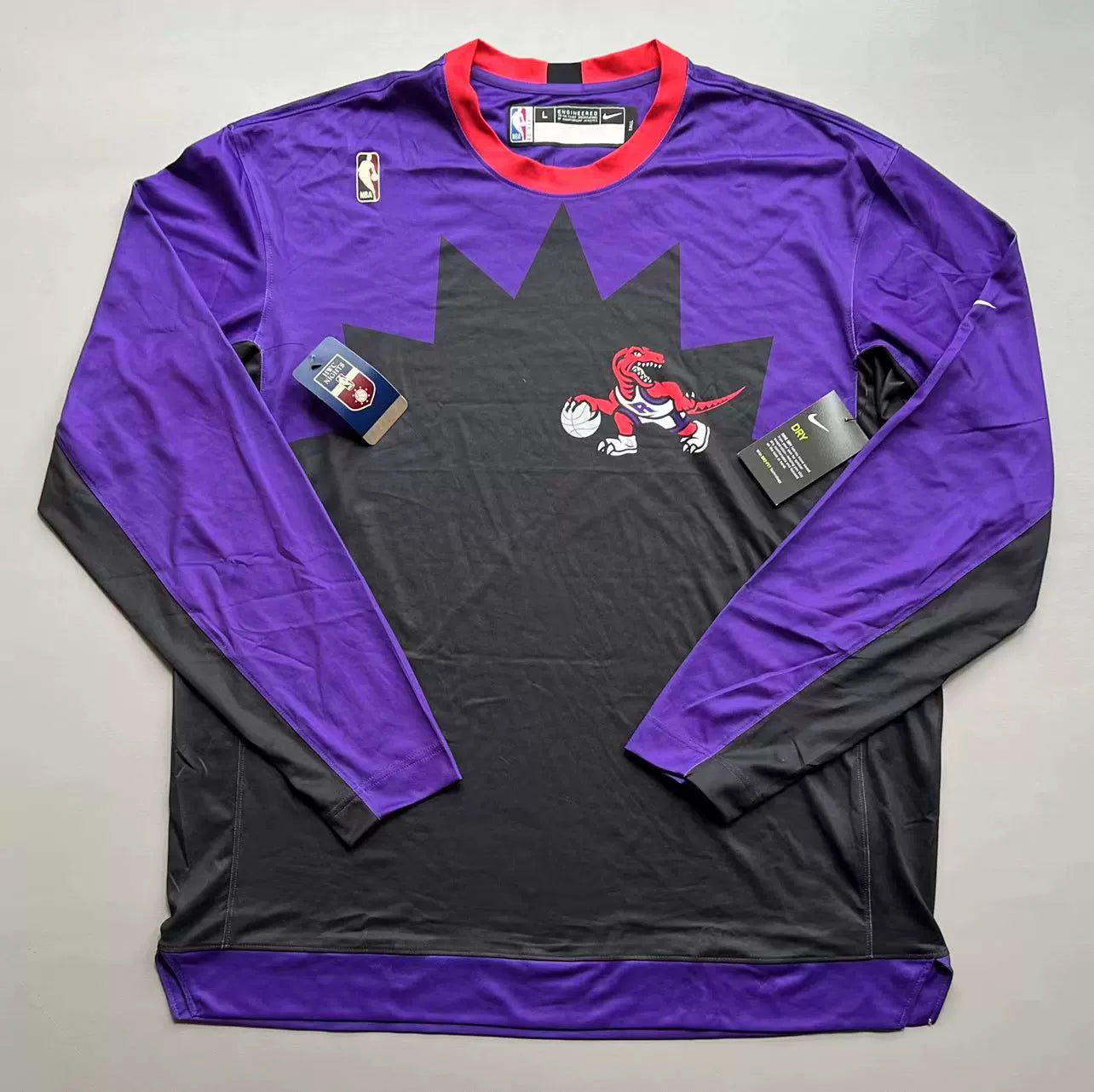 Toronto Raptors GAME ISSUED Nike NBA Authentics Dri-Fit Long Sleeve Shirt Men's - Purple