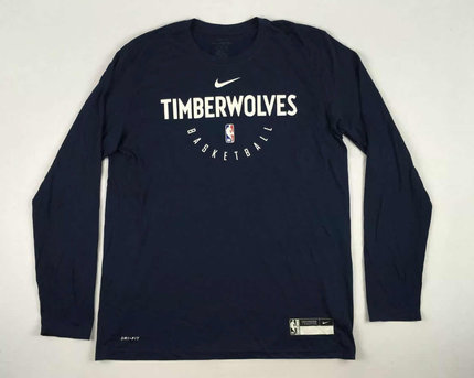 Nike GAME USED Minnesota Timberwolves Nike Practice Performance Legend Long Sleeve T-Shirt - Navy