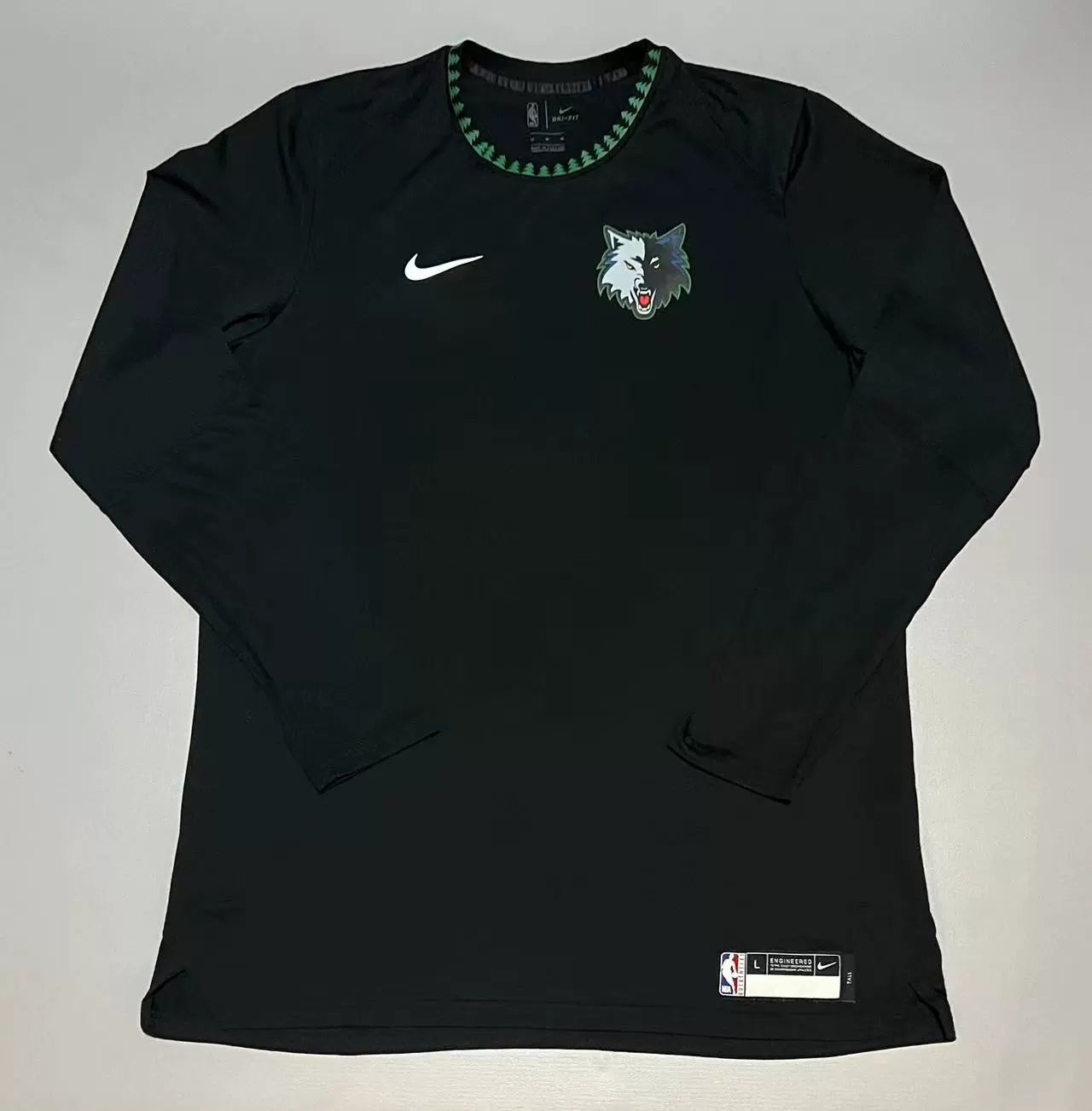 Minnesota Timberwolves GAME ISSUED Nike NBA Authentics Dri-Fit Long Sleeve Shirt Men's - Black