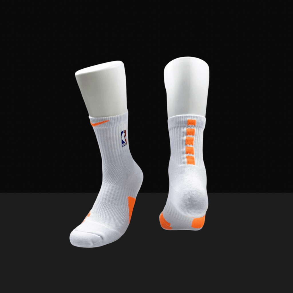 Nike NBA Elite Mid Length Socks White Orange