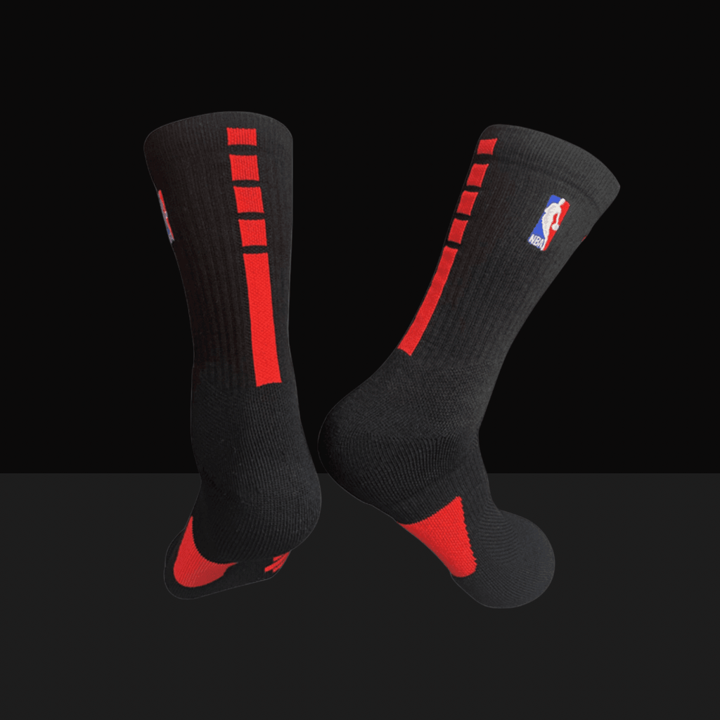Red and black basketball socks discount